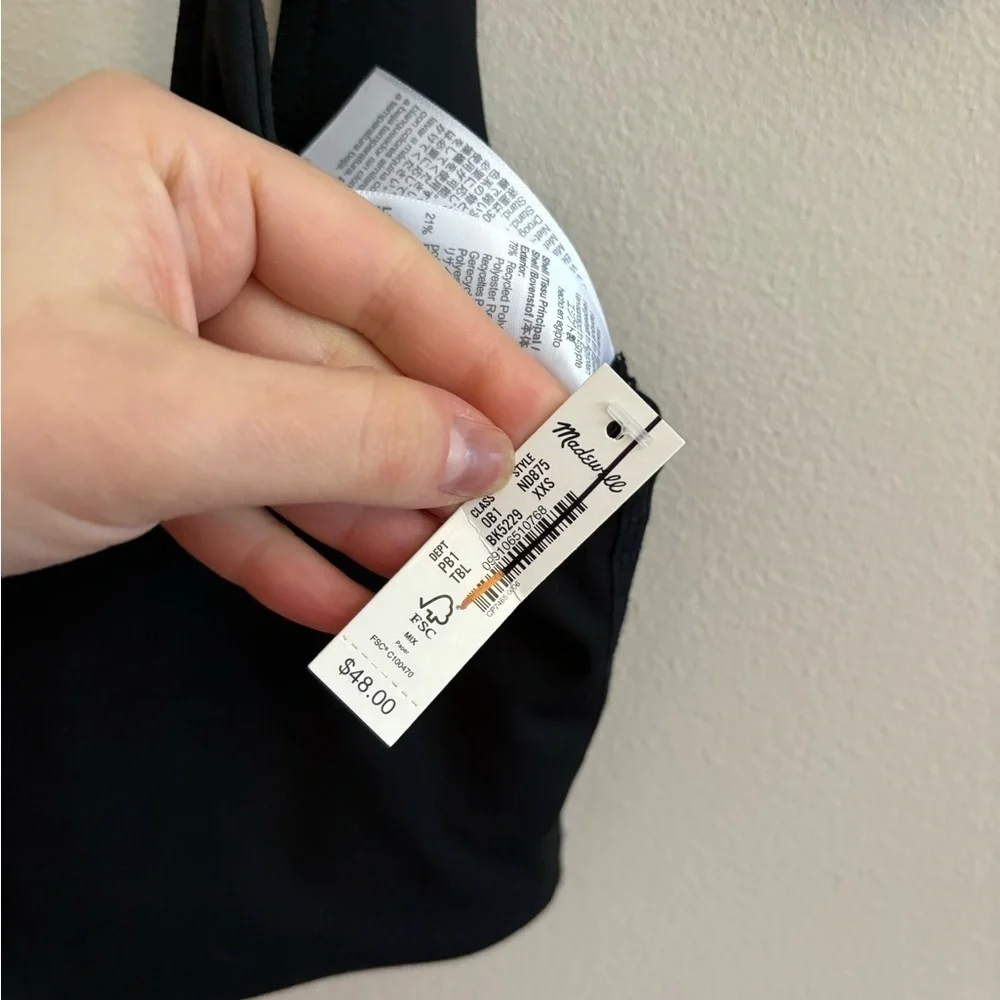 Madewell black Flex Square-Neck Sports Bra new size XXS - Picture 4 of 6